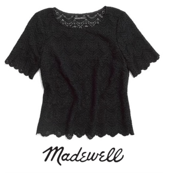 Madewell Tops - Madewell Black Scallop Lace Top